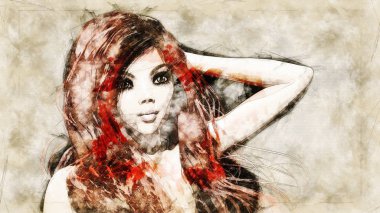 Dijital sanatsal Sketch, kendi yarattığı 3d İllüstrasyon dayalı