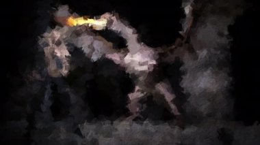 Kendini 3D illüstrasyonuna dayanan ejderhalı bir kadının dijital sanat çizimi.