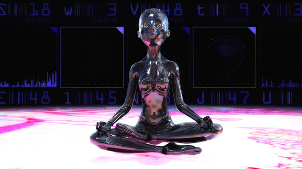 Artistic 3D illustration of a female alien