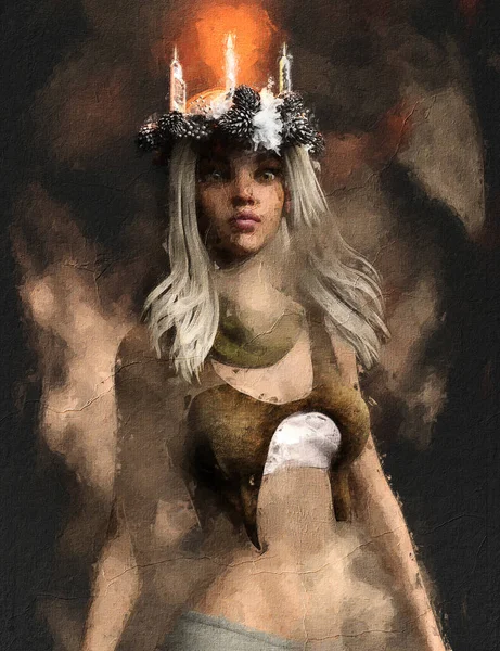 幻想的な女性の芸術的な3Dイラスト — ストック写真