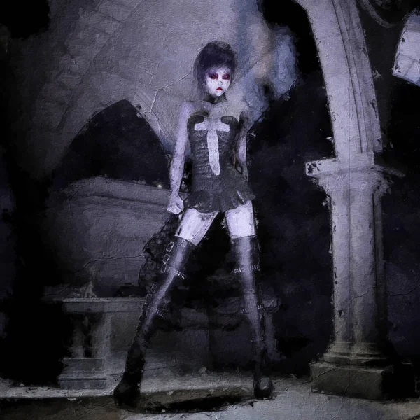 Artistieke Illustratie Van Een Gothic Vrouw — Stockfoto