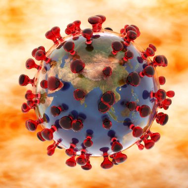 Coronavirus sars-cov-2 'nin sanatsal 3D çizimi