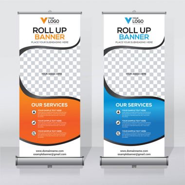 Afiş tasarım şablonu rulo, arka plan, Çek tasarım, modern x-banner, dikdörtgen boyutu..