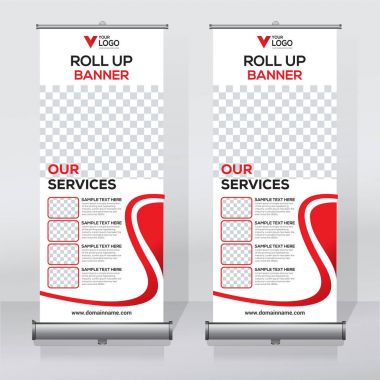 Afiş tasarım şablonu rulo, arka plan, Çek tasarım, modern x-banner, dikdörtgen boyutu..