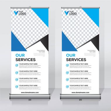Afiş tasarım şablonu rulo, arka plan, Çek tasarım, modern x-banner, dikdörtgen boyutu..