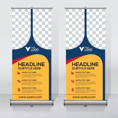 Afiş tasarım şablonu rulo, arka plan, Çek tasarım, modern x-banner, dikdörtgen boyutu..