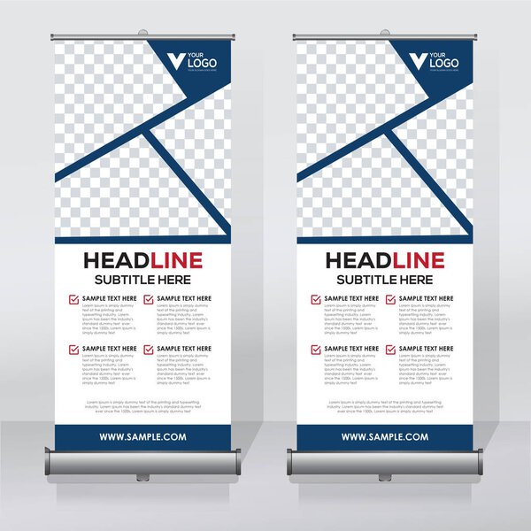 Roll up banner design template, abstract background, pull up design, modern x-banner, rectangle size.