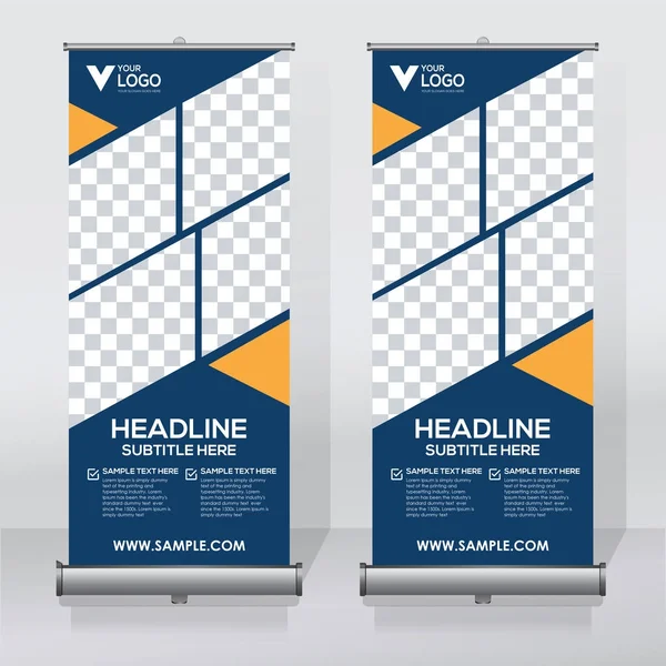 Roll Banner Design Vorlage Vertikal Abstrakter Hintergrund Hochklappbares Design Modernes — Stockvektor