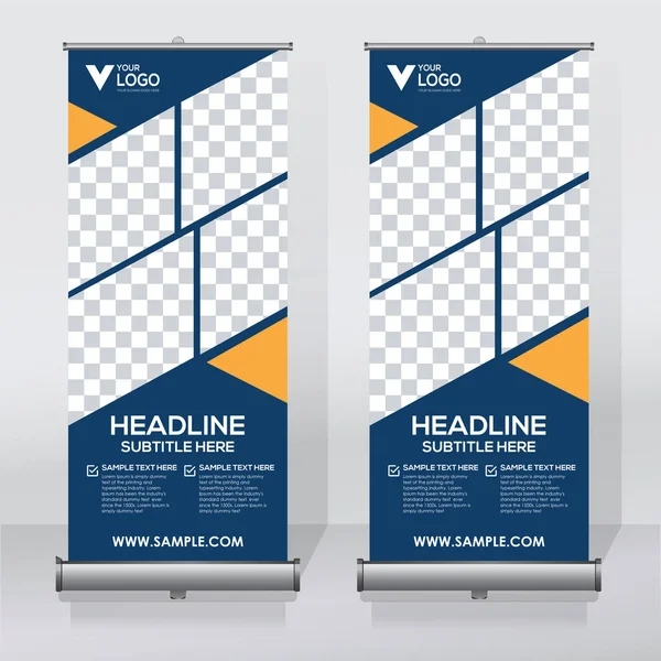 Roll Banner Design Vorlage Vertikal Abstrakter Hintergrund Hochklappbares Design Modernes — Stockvektor