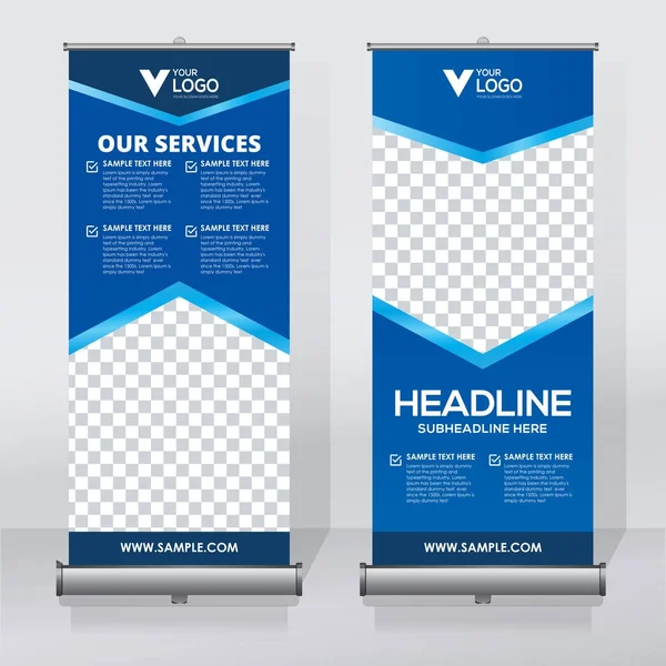 Roll Banner Design Template Verticale Sfondo Astratto Pull Design Moderno — Vettoriale Stock