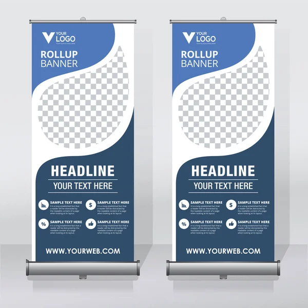 Roll Banner Ontwerpsjabloon Verticaal Abstracte Achtergrond Optrekken Van Design Modern — Stockvector