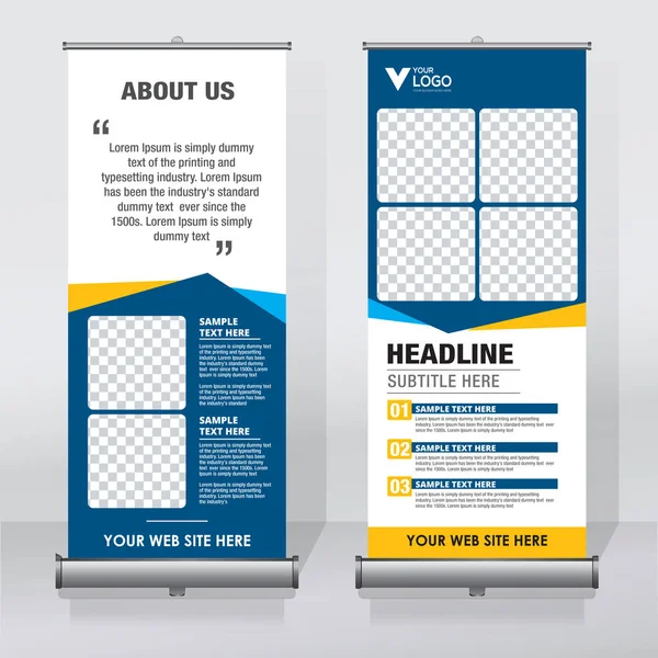 Roll Banner Design Template Verticale Sfondo Astratto Pull Design Moderno — Vettoriale Stock