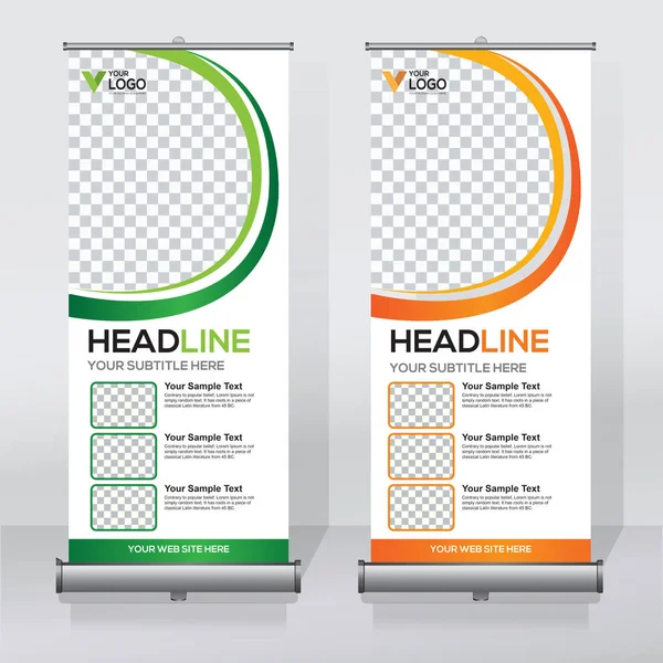 Roll Banner Design Vorlage Vertikal Abstrakter Hintergrund Hochklappbares Design Modernes — Stockvektor