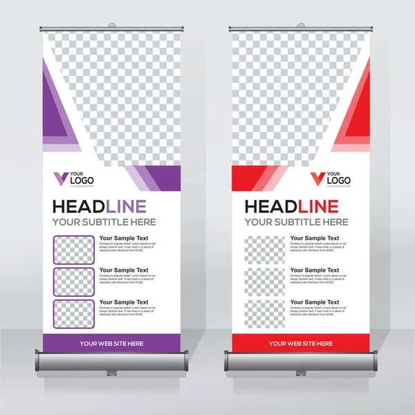 Roll Banner Design Template Verticale Sfondo Astratto Pull Design Moderno — Vettoriale Stock