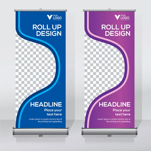 Rulla Upp Banner Formgivningsmall Vertikal Abstrakt Bakgrund Dra Upp Design — Stock vektor