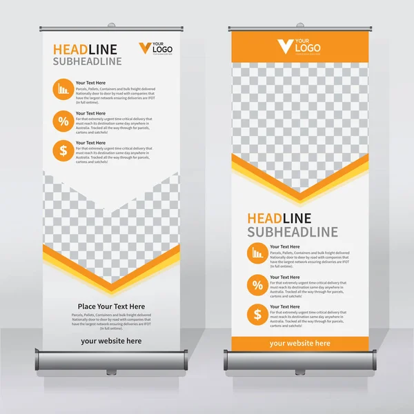 Roll Banner Design Vorlage Vertikal Abstrakter Hintergrund Hochklappbares Design Modernes — Stockvektor