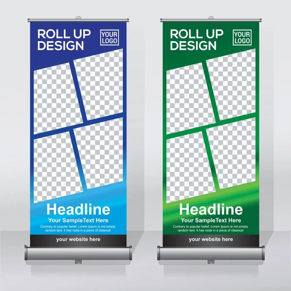 Roll Banner Design Template Verticale Sfondo Astratto Pull Design Moderno — Vettoriale Stock