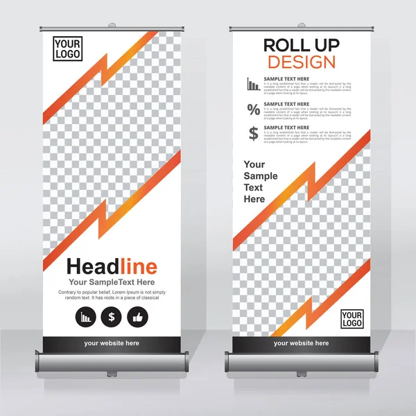 Roll Banner Design Template Verticale Sfondo Astratto Pull Design Moderno — Vettoriale Stock