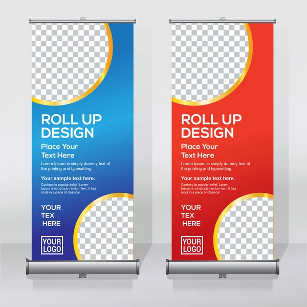 Rulla Upp Banner Formgivningsmall Vertikal Abstrakt Bakgrund Dra Upp Design — Stock vektor