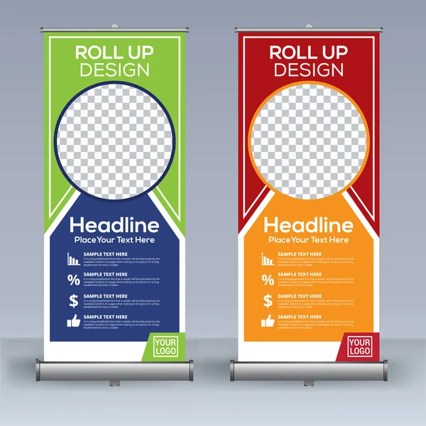 Roll Modelo Design Banner Vertical Fundo Abstrato Pull Design Banner — Vetor de Stock