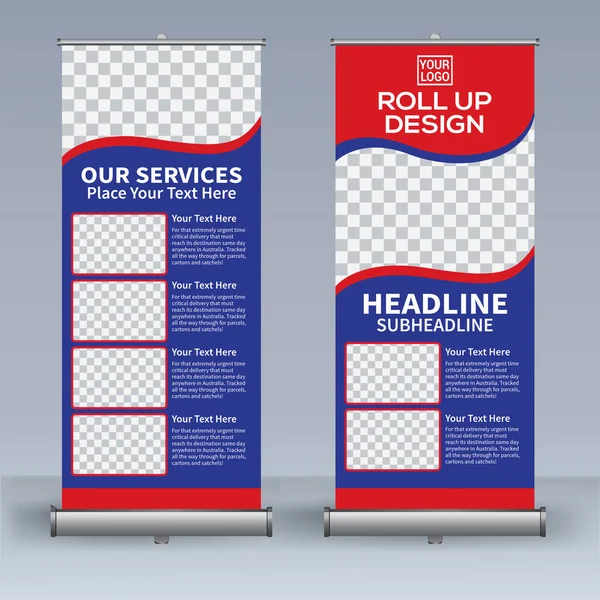 Roll Banner Design Vorlage Vertikal Abstrakter Hintergrund Hochklappbares Design Modernes — Stockvektor