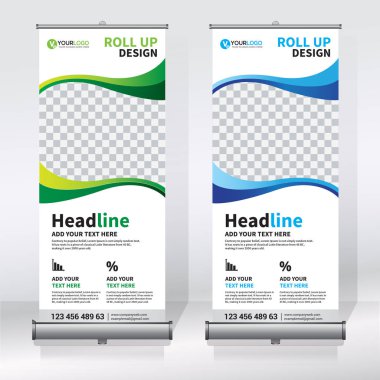 Roll up Banner, banner, x banner, modern dikey yeni vektör tasarım şablonu çek