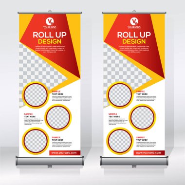 Roll up Banner, banner, x banner, modern dikey yeni vektör tasarım şablonu çek