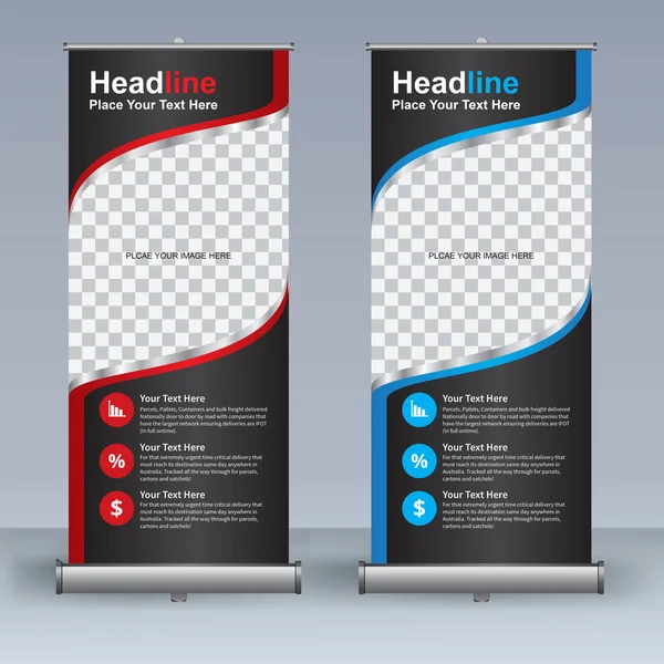 Roll Banner Design Template Verticale Sfondo Astratto Pull Design Moderno — Vettoriale Stock