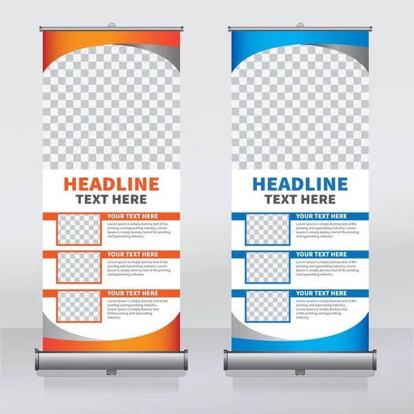 Roll Banner Design Vorlage Vertikal Abstrakter Hintergrund Hochklappbares Design Modernes — Stockvektor