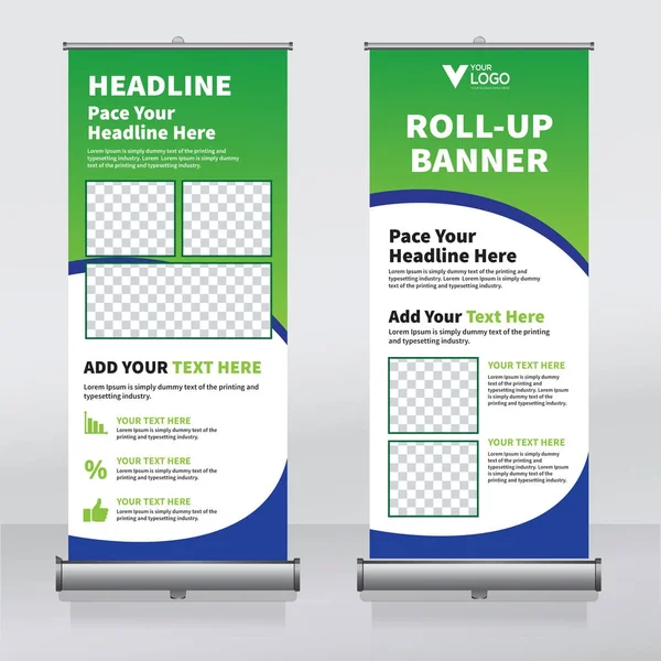 Roll Banner Design Template Verticale Sfondo Astratto Pull Design Moderno — Vettoriale Stock