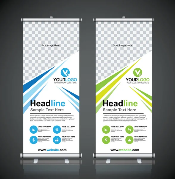 Roll Modelo Design Banner Vertical Fundo Abstrato Pull Design Banner — Vetor de Stock