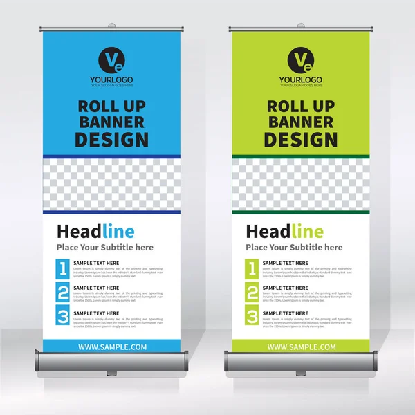 Roll Banner Design Vorlage Vertikal Abstrakter Hintergrund Hochklappbares Design Modernes — Stockvektor