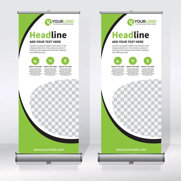 Roll Modelo Design Banner Vertical Fundo Abstrato Pull Design Banner — Vetor de Stock