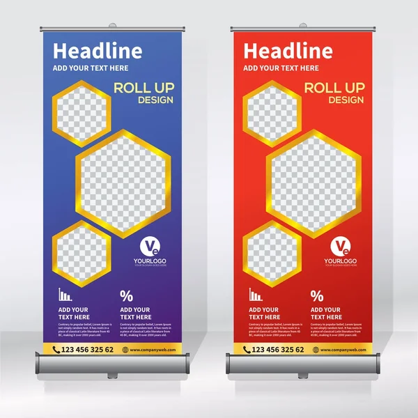 Roll Banner Design Template Verticale Sfondo Astratto Pull Design Moderno — Vettoriale Stock