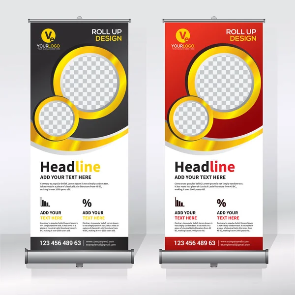 Roll Banner Design Template Verticale Sfondo Astratto Pull Design Moderno — Vettoriale Stock