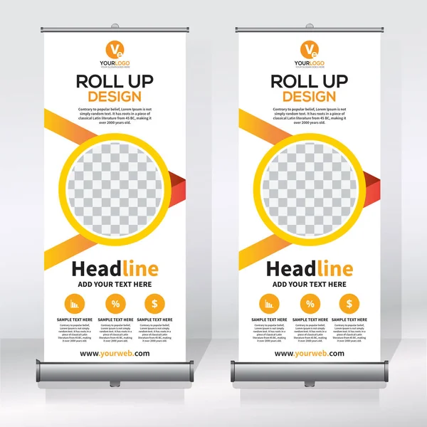 Roll Banner Pull Banner Banner Modelo Design Vetor Novo Vertical — Vetor de Stock