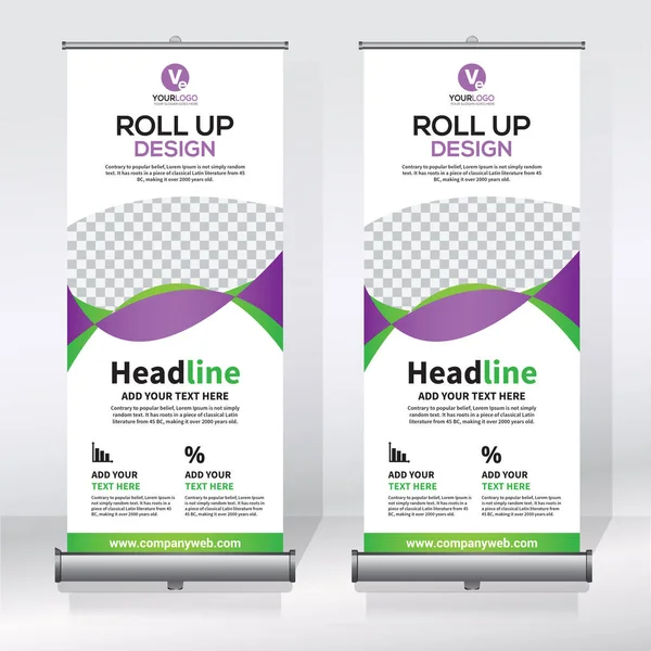 Rulla Upp Banner Dra Upp Banner Banner Modern Vertikal Vektor — Stock vektor