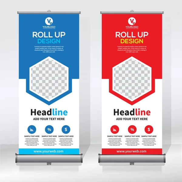 Roll Banner Pull Banner Banner Moderno Vertical Nueva Plantilla Diseño — Vector de stock