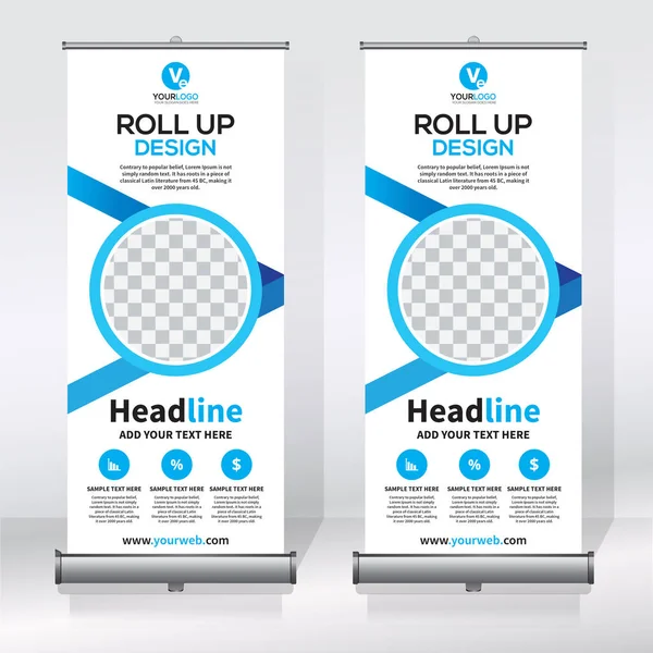 Roll Banner Pull Banner Banner Modelo Design Vetor Novo Vertical — Vetor de Stock