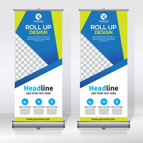 Rulla Upp Banner Dra Upp Banner Banner Modern Vertikal Vektor — Stock vektor