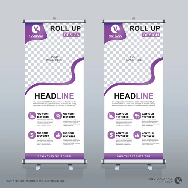 Roll Banner Pull Banner Banner Modelo Design Vetor Novo Vertical — Vetor de Stock