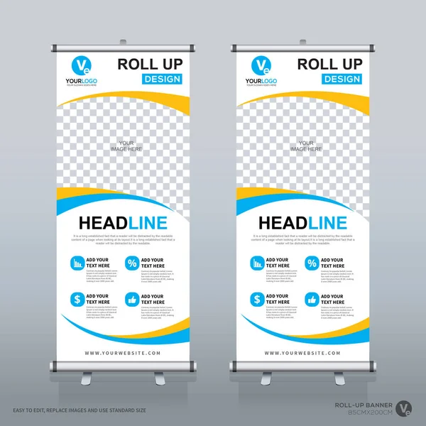 Roll Banner Pull Banner Banner Moderno Vertical Nueva Plantilla Diseño — Vector de stock