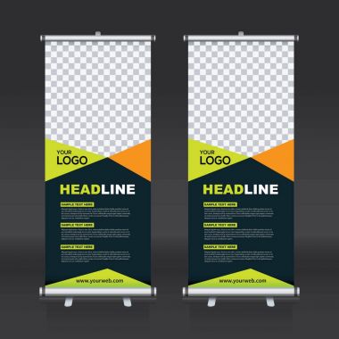 Roll up Banner, banner, x banner, modern dikey yeni vektör tasarım şablonu çek