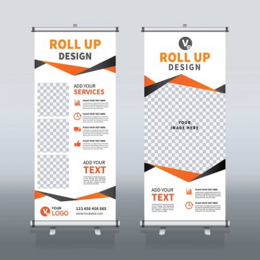 Roll up Banner, banner, x banner, modern dikey yeni vektör tasarım şablonu çek