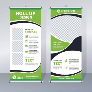 Roll up Banner, banner, x banner, modern dikey yeni vektör tasarım şablonu çek
