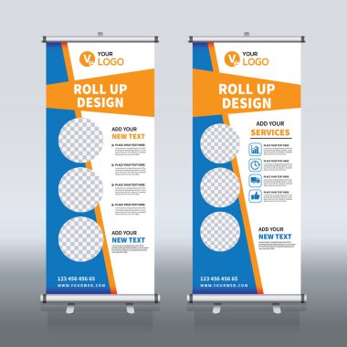 Roll up Banner, banner, x banner, modern dikey yeni vektör tasarım şablonu çek