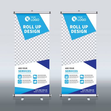 Roll up Banner, banner, x banner, modern dikey yeni vektör tasarım şablonu çek