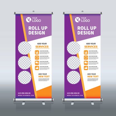 Roll up Banner, banner, x banner, modern dikey yeni vektör tasarım şablonu çek
