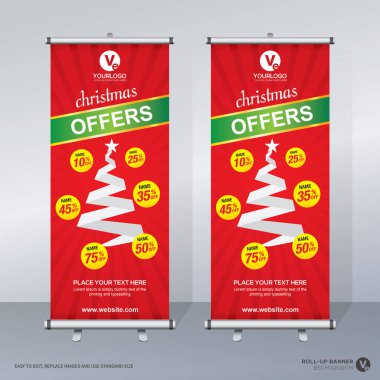Roll up Banner, banner, x banner, modern dikey yeni vektör tasarım şablonu çek
