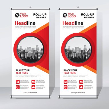 Roll up Banner, banner, x banner, modern dikey yeni vektör tasarım şablonu çek